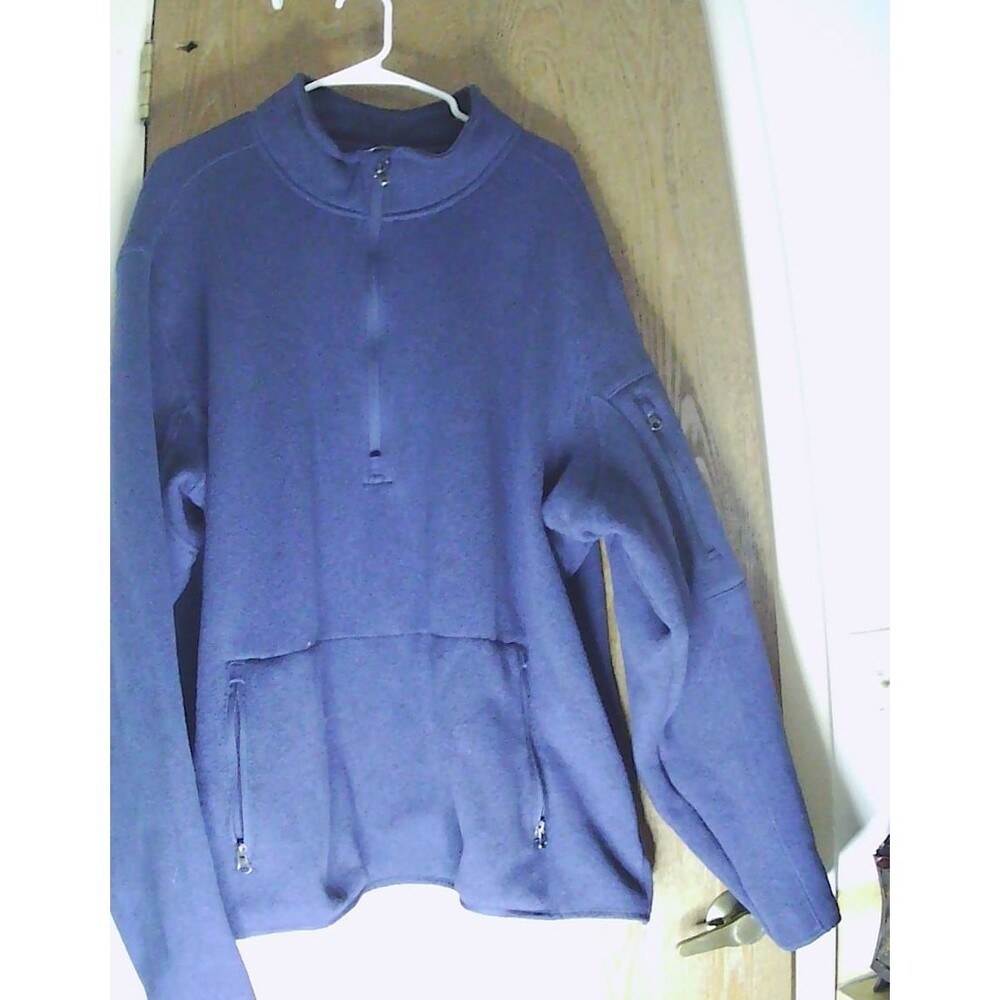 Duluth Trading Men's Size 2XL 1/4 Zip Mock Neck Fleece Sweatshirt Abyss Blue
